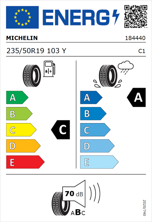 Tyre Label for Michelin Pilot Sport 4 SUV 235/50R19 103Y